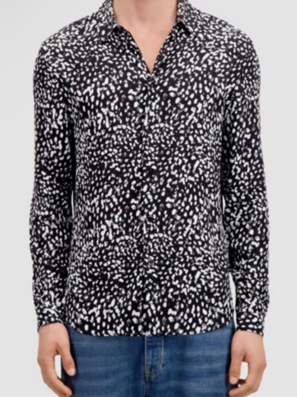 The Kooples┆M┆Flowing Regular Fit MENS Shirt┆Black & White┆263 - Picture 5 of 9
